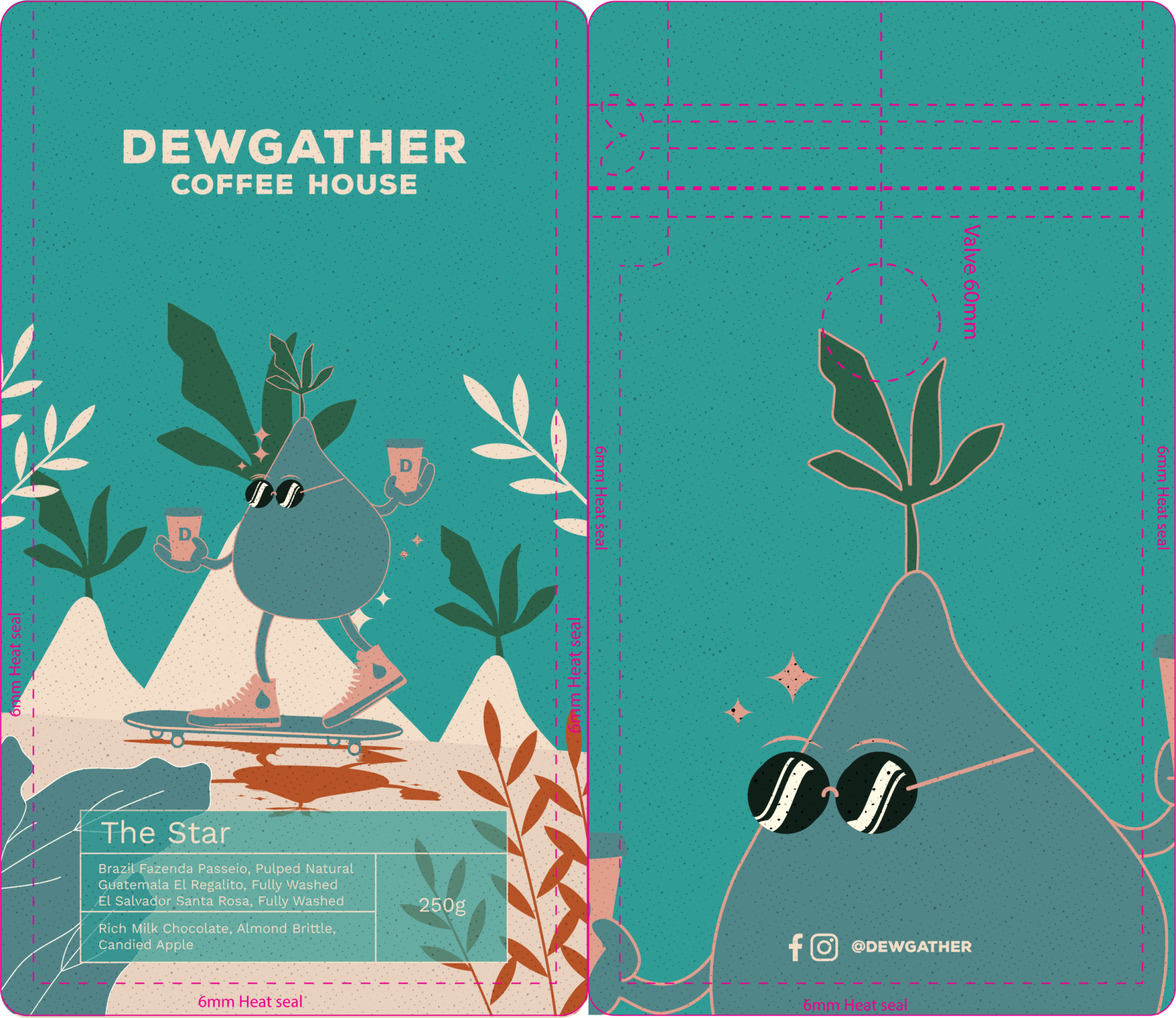Dewgather coffeebag blue agency project