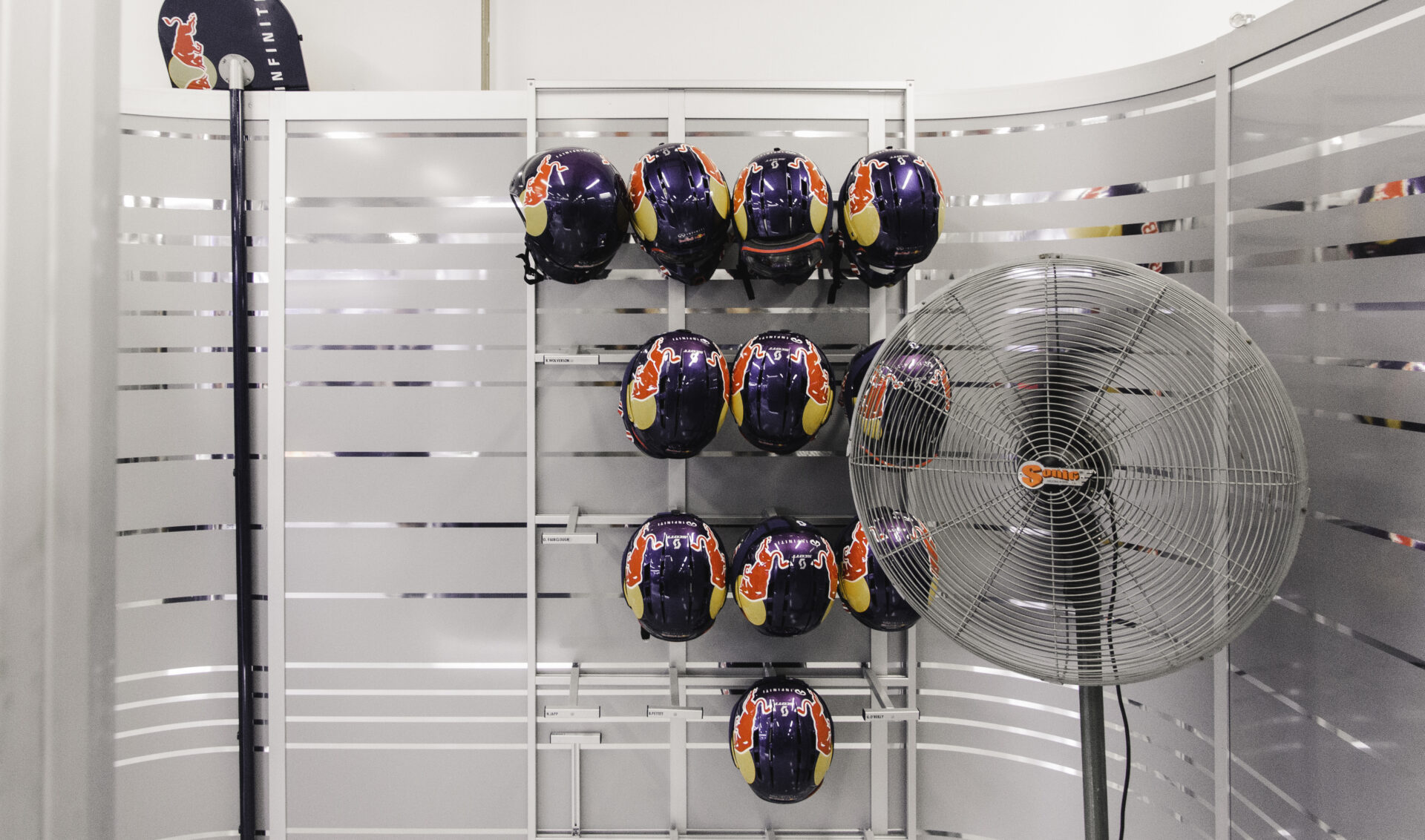 Redbull F1 Garage helmets